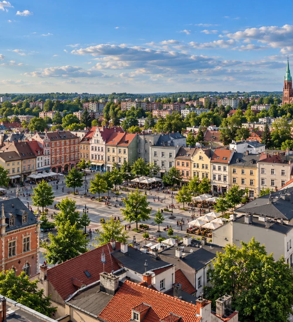 Rybnik — lokalny rynek i widok miasta