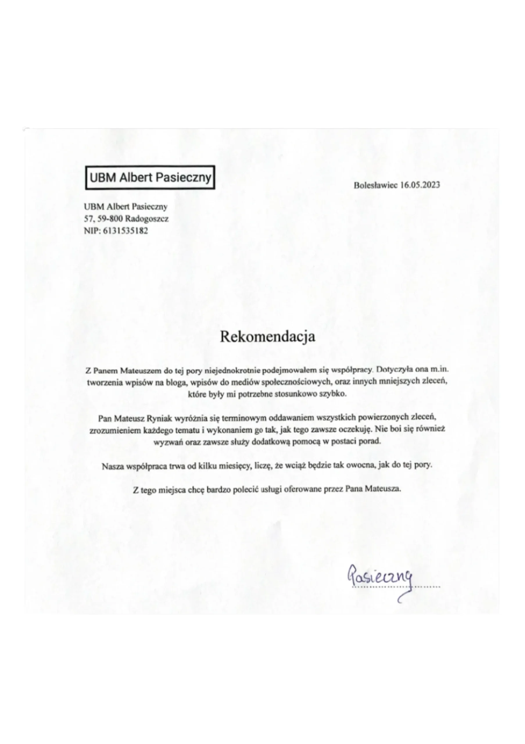 Referencja klienta 2