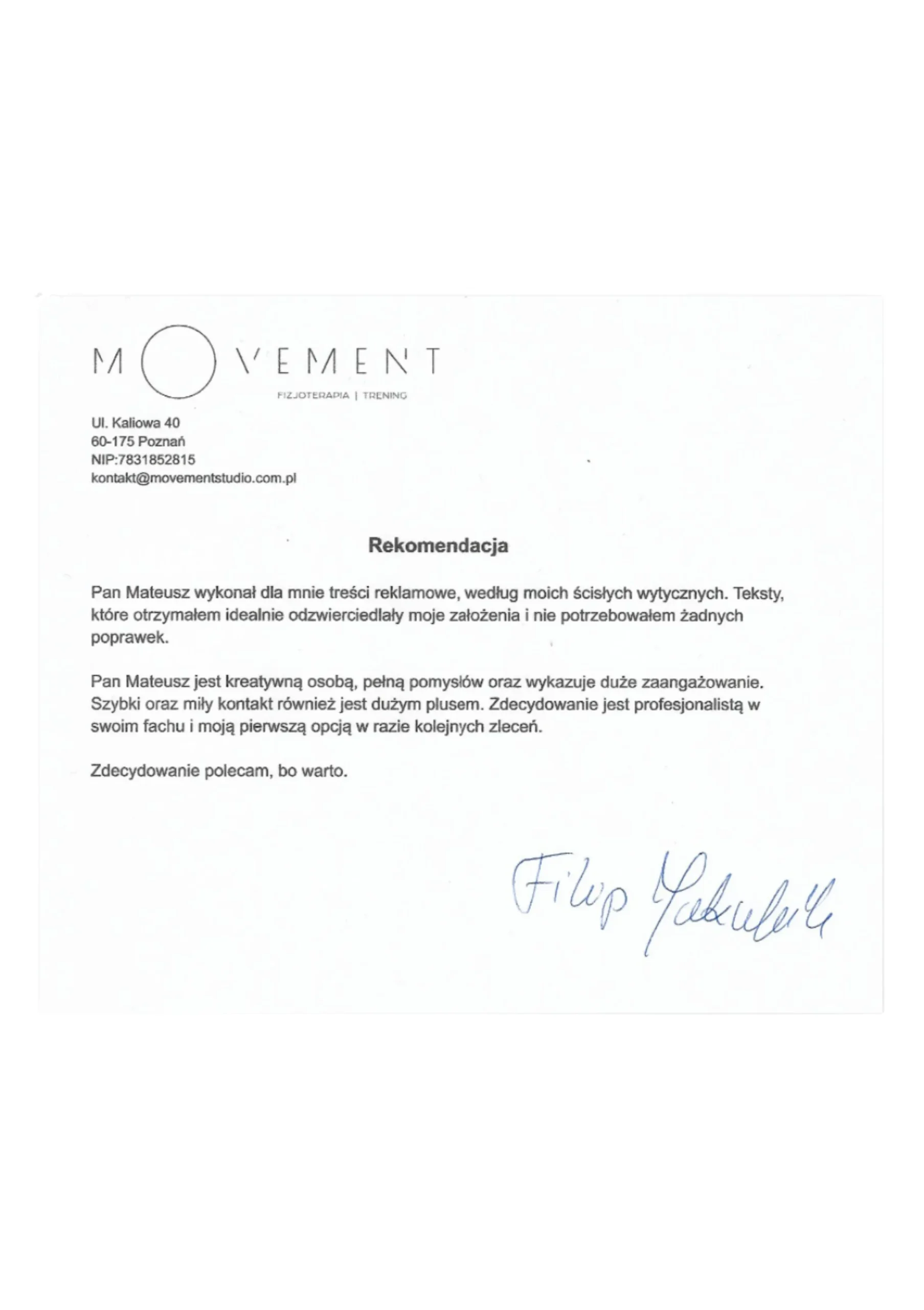 Referencja klienta 1